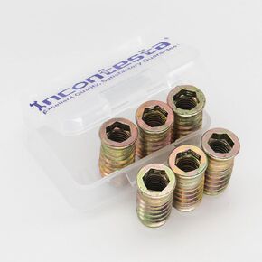 12 PCS M10x30mm Wood Furniture Threaded Insert Nuts, Interface Hex Socket Drive, Zinc Plated Carbon Steel Hex Socket Furniture Nuts