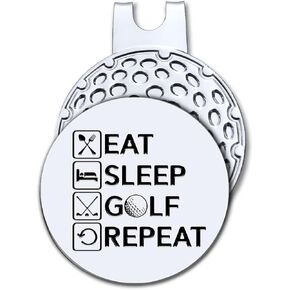 Hafhue Eat Sleep Golf Repeat Golf Ball Marker with Magnetic Hat Clip, Funny Golf Accessories and Golf Gifts for Men Women Dad Mom Grandpa, Birthday for Golfer Golf Lovers Golf Fan