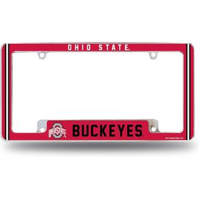 Rico Industries NCAA Ohio State Buckeyes Primary 12" x 6" Chrome All Over Automotive License Plate Frame for Car/Truck/SUV