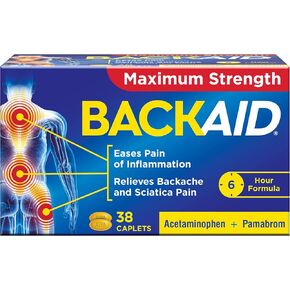 Backaid Max Relief Caplets, Aspirin-Free Pain Relief from Backache, Sciatica and Leg Pain, Long-Lasting 6 Hour Formula, Analgesic/Diuretic, 38 Count