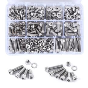 321PCS M6 M8 Socket Head Screws Kit, GTERNITY M6-1.0 M8-1.25 Assorted Machine Screws Nuts Washers 304 Stainless Steel 18-8 Metric Internal Hex Screws Bolts Nuts Washers Set