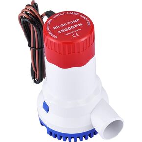 NovelBee 1500GPH 12V Non-Automati Bilge Pump,Marine Plumbing Electric Bilge Pump Boat Water Pump 29mm ID Hose