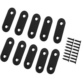 10PCS Black Flat Mending Plates Straight Repair Joining Bracket Stainless Steel Fixing Corner Brace with Screws (60mm X16mmX 2mm)