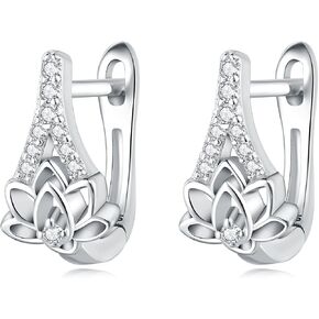 Cycuff 925 Sterling Silver Hoop Earrings Colorful Cubic Zirconia Jewelry Earrings for Women Teen Girls Set Earring Gifts for Her (Simple Heart Earrings)