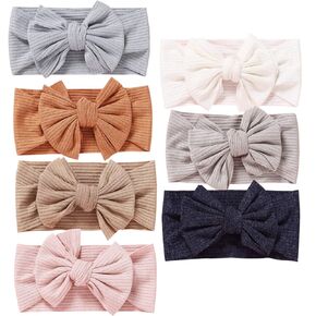 Mookiraer Baby Nylon Headbands whit Bow Headbands Set - Elastic Nylon Hairbands Turban Hair Accessories for Newborns Infants Toddlers and Kids (MZ118-1)