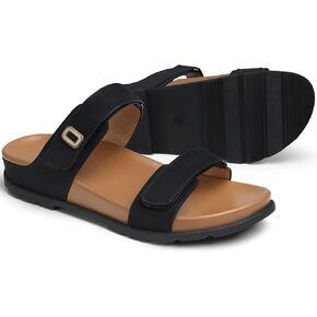 SHIBEVER Flat Sandals for Women Dressy: Summer Arch Support Sandals - Comfortable Slip On Slide Sandal
