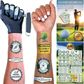 Golf Award Temporary Tattoos - Fun Golf Gifts for Men Women Boys Girls - Unique Golf Accessories for Kids Dad Boss - The Best Golf Bag Accessory to Celebrate Golf Game Improvement