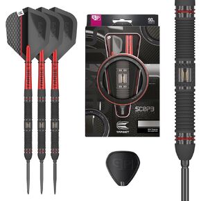TARGET Darts Scope Steel Tip Swiss Point Darts, 90% Tungsten Dart Set | Steel Tip Dart, Red & Black Darts, Professional Dart Set with Swiss Points & Tool | Barrel 01/02/03/04 –21G/22G/23G/24G/25G