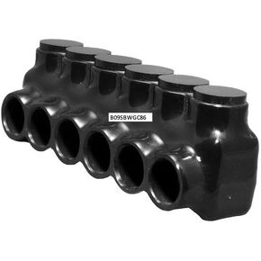 Morris Products Black Insulated Multi-Cable Connector – 3 Wire Ports, 2/0-6 Wire Range, 3/16 Allen Hex – 1.90“ L x 1.85" H – Single Entry – Small Wire Range (97533)