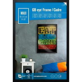 GB eye 24x36 Poster Frame, Black Wood Frame, Horizontal and Vertical Mounting, scratch proof glazing, Display for 24 x 36 Photo Poster Home/Room/Office Decor - FSC Certified