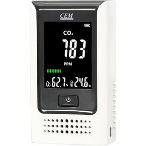 CEM CO2 Data Monitor, Wall-Mounted Carbon Dioxide Detector, IAQ co2 Detector, NDIR Sensor, Temperature and Humidity, 0~9999ppm Range (CO2 Detection Human/Plant Mode) DT-182D