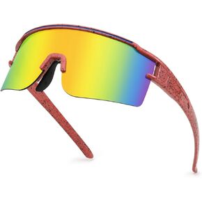 Polarized Sports Sunglasses, UV400 Protection Cycling Glasses Baseball Running Driving for Men Women Youth