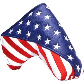 GOOACTION Golf Club Blade Putter Cover USA Magnetic Closure Design American Flag Stars and Stripes Pattern Patriotic Putter Headcover