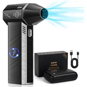 Uzi Electric Air Duster 130000RPM Compressed Jet, 4Gear Adjustable Portable Dry Jet Blower,Can for Computer Keyboard,Outdoors,Car,Home(Aluminum,Black)