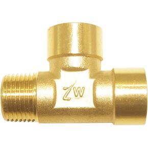 Joywayus Brass Pipe Fitting Barstock Tee 3 Way NPT 1/2" Female x 1/2" Female x 1/2" Male Hose Fitting