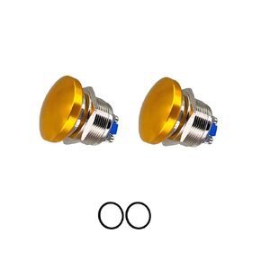 2 Pcs Mushroom Push Button Switch 22mm Waterproof 1NO SPST Momentary Start Button On-Off ，Mouting Domed Screw Terminal SPST 3A 250V (22mm, Yellow)