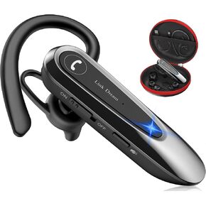 Link Dream Bluetooth Earpiece Wireless CVC8.0 Headset for Cell Phone Dual Mic Noise Canceling Handsfree Phone Earpiece with Mute 20Hrs Talk Time 180 Day for iPhone Android Home Office Driving 2 Pack