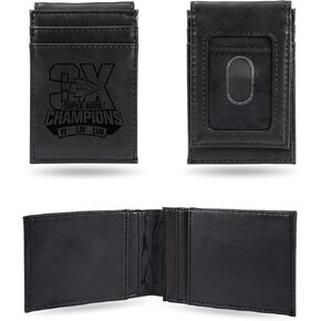 Rico Industries NFL Kansas City Chiefs 3 Time Super Bowl Champions Laser Engraved Front Pocket Wallet Laser Engraved Front Pocket Wallet - Compact/Comfortable/Slim, 2.75 x 6.5