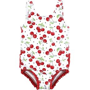 Hudson Baby Baby Girl's Toddler Swimsuit, Cherries, 6-9 Months
