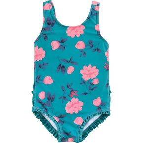 Hudson Baby Baby Girl's Toddler Swimsuit, Teal Floral, 9-12 Months