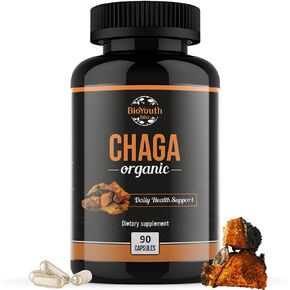 Chaga Capsules Organic Supplement | Supports Immune Health & Vitality | Daily Immune Support | Organic Chaga Mushroom Extract | 90 Capsules (1 Month Supply)