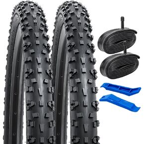 YUNSCM 2-PCS 26" Bike Tires 26 x 1.95/53-559 and 26" Heavy Duty Bike Tubes Schrader Valve Compatible with Mountain Bike 26x1.90 26x1.95 26x2.0 26x2.10 26x2.125 Bicycle Tires and Tubes (P-1182)