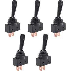 uxcell 5Pcs SPST Latching Rocker Toggle Switch 20A 12V 2P ON-Off Flat Rod Black