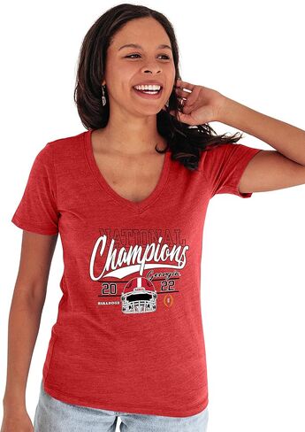 Blue 84 Women's NCAA Officially Licensed Georgia Bulldogs National Champs Triblend T-Shirt 2022-2023 Helmet Black in Saudi Arabia