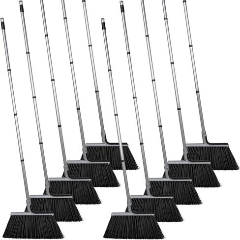 Zubebe 10 Pcs Heavy Duty Broom Bulk Efficiency Commercial Broom 58 Inch Long Handle Angle Broom for Sweeping Outdoor Garage Home School Classroom Cleaning Supplies in Saudi Arabia