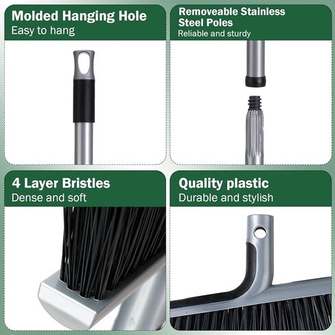 Zubebe 10 Pcs Heavy Duty Broom Bulk Efficiency Commercial Broom 58 Inch Long Handle Angle Broom for Sweeping Outdoor Garage Home School Classroom Cleaning Supplies in Saudi Arabia