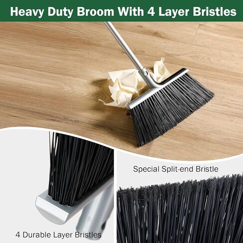 Zubebe 10 Pcs Heavy Duty Broom Bulk Efficiency Commercial Broom 58 Inch Long Handle Angle Broom for Sweeping Outdoor Garage Home School Classroom Cleaning Supplies in Saudi Arabia