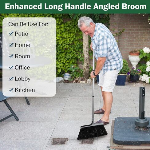 Zubebe 10 Pcs Heavy Duty Broom Bulk Efficiency Commercial Broom 58 Inch Long Handle Angle Broom for Sweeping Outdoor Garage Home School Classroom Cleaning Supplies in Saudi Arabia