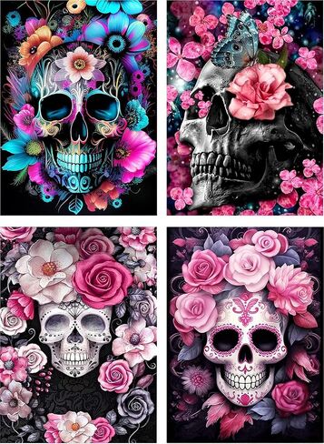 5D Halloween Diamond Painting Kits for Adults Beginners,Jack and Sally Love Flower Diamond Art Kit,DIY Full Round Drill Diamond Dot Gem Art Kits for Adults,Home Wall Decor 13.78x13.78 Inch in Saudi Arabia