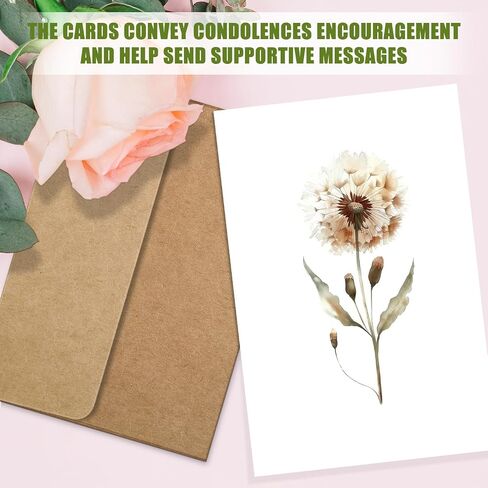 WEIZHEN Blank Cards, Blank Greeting Cards 4x6, 20 Count - Elegant Floral Design Blank Greeting Cards, Note Cards with Matching Peel Sealed Rustic Envelope in Saudi Arabia