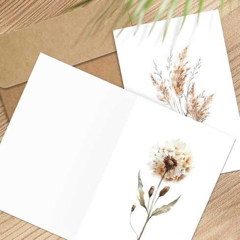 WEIZHEN Blank Cards, Blank Greeting Cards 4x6, 20 Count - Elegant Floral Design Blank Greeting Cards, Note Cards with Matching Peel Sealed Rustic Envelope in Saudi Arabia