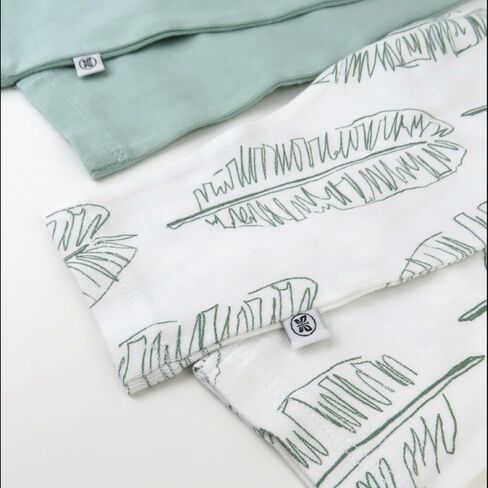 HonestBaby Multipack Harem Pants Roomy Fit Pull on Bottoms 100% Organic Cotton for Infant Baby Boys, Girls, Unisex, 2-Pack Jumbo Leaf Sage in Kuwait