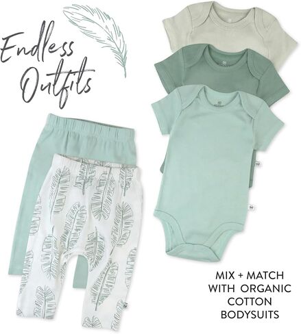 HonestBaby Multipack Harem Pants Roomy Fit Pull on Bottoms 100% Organic Cotton for Infant Baby Boys, Girls, Unisex, 2-Pack Jumbo Leaf Sage in Kuwait