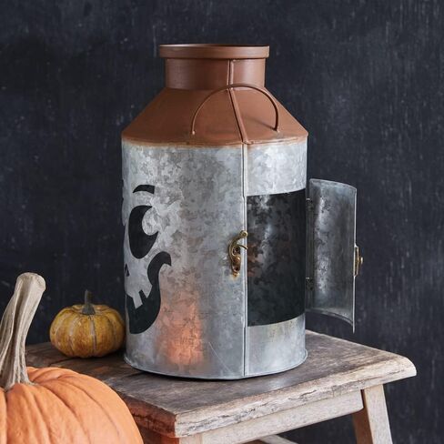 CTW Home Collection Jack-O-Lantern Milk Can Luminary, 12.5-inch Height, Metal, Halloween Decor, Pumpkin, Home Accent in Kuwait