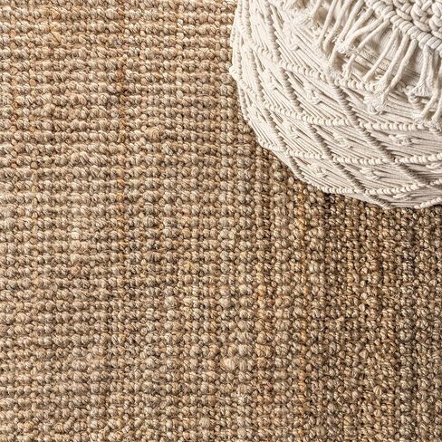 JONATHAN Y Handwoven Jute Fringe Natural 6x6 Square Indoor Area Rug, Pata, Bohemian, Rustic, Cottage, Easy-Cleaning for Living Room, Bedroom, Kitchen, Non-Shedding (NRF103A-6SQ) in Saudi Arabia