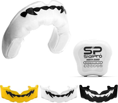Mouthguards for Boxing Football Sports Men Women Adult Youth Junior/Senior Mouldable Slim Fit Mouthpiece Boil and Bite Braces Gum Shield with Case MMA muay Thai Rugby Martial Arts (Black, Junior) in Saudi Arabia