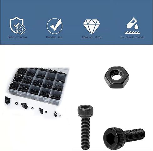 1640 Pcs Screws Bolts and Nuts Assortment Set,Metric Machine Screws M3 M4 M5 M6 Socket Head Cap Screws 12.9 Grade in Saudi Arabia