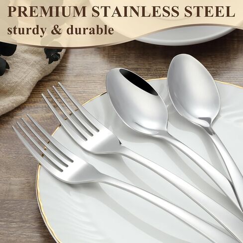 BEWOS 24 Pieces Dinner Forks Set, 8.2-Inch Stainless Steel Forks Silverware, Flatware/Salad Forks, Table Forks, Mirror Polished, Dishwasher Safe, Use for Home, Kitchen or Restaurant in Saudi Arabia