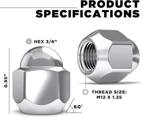 White Knight M12x1.25 Factory Style Lug Nuts for Select Subaru Ascent, BRZ, Crosstrek, Forester, Impreza, Legacy, Outback, WRX. Chrome Dome Top Acorn – WN07606-20AM (20 Pack) in Saudi Arabia