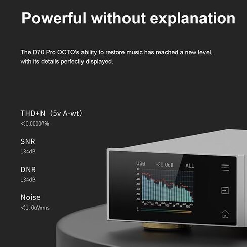Topping D70 Pro OCTO Fully Balanced DAC: 8X CS43198 XMOS XU316 DSD512 PCM768kHz DAC, Bluetooth5.1 LDAC, USB/AES/BT/Optical/Coaxial Input DA Converters, Home Audio DAC Support Aurora UI/FFT/VU (Black) in Saudi Arabia