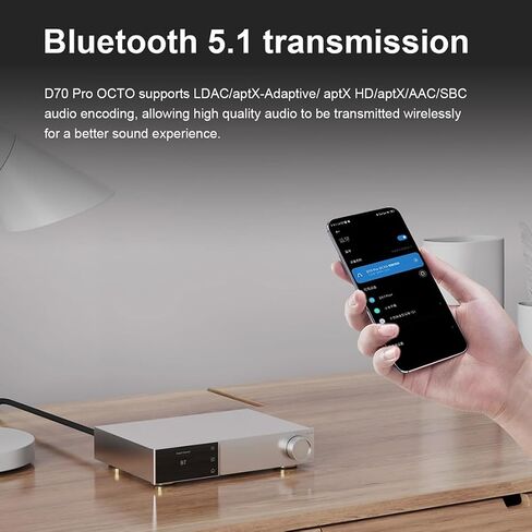 Topping D70 Pro OCTO Fully Balanced DAC: 8X CS43198 XMOS XU316 DSD512 PCM768kHz DAC, Bluetooth5.1 LDAC, USB/AES/BT/Optical/Coaxial Input DA Converters, Home Audio DAC Support Aurora UI/FFT/VU (Black) in Saudi Arabia