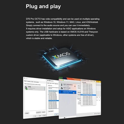 Topping D70 Pro OCTO Fully Balanced DAC: 8X CS43198 XMOS XU316 DSD512 PCM768kHz DAC, Bluetooth5.1 LDAC, USB/AES/BT/Optical/Coaxial Input DA Converters, Home Audio DAC Support Aurora UI/FFT/VU (Black) in Saudi Arabia