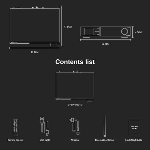 Topping D70 Pro OCTO Fully Balanced DAC: 8X CS43198 XMOS XU316 DSD512 PCM768kHz DAC, Bluetooth5.1 LDAC, USB/AES/BT/Optical/Coaxial Input DA Converters, Home Audio DAC Support Aurora UI/FFT/VU (Black) in Saudi Arabia