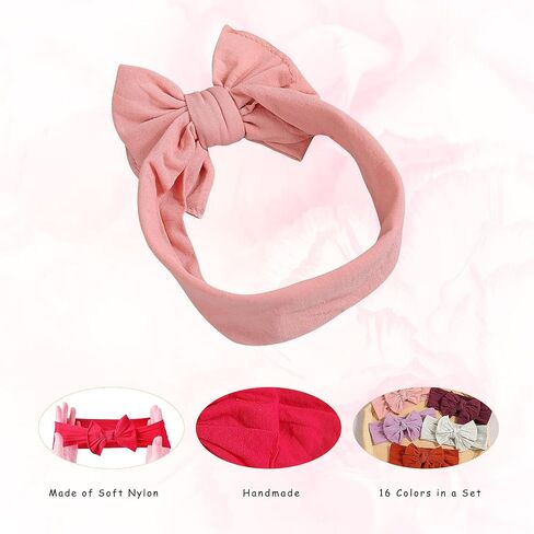 Mookiraer Baby Nylon Headbands whit Bow Headbands Set - Elastic Nylon Hairbands Turban Hair Accessories for Newborns Infants Toddlers and Kids (MZ118-1) in Saudi Arabia