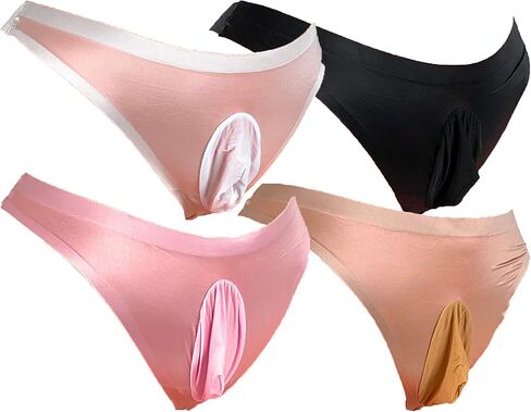 Mona's Choice Stretchy Mens Bikini Briefs with Ice Silk Pouch or Sheath/Mens Panties (US, Alpha, One Size, Regular, Regular, 1, White Pouch) in Kuwait