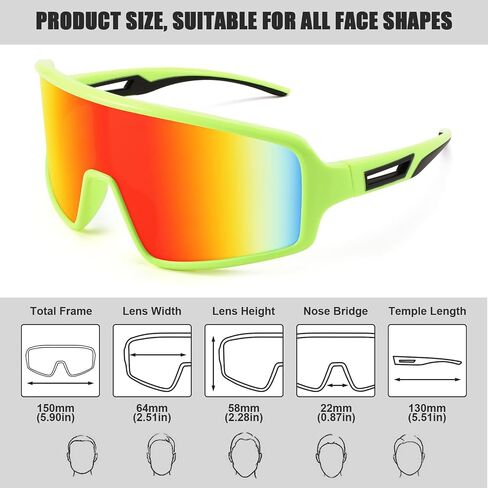 Karsaer Vision Cycling Sunglasses Wrap Around Glasses Baseball Sports Visor Shield for Adult Youth Kids Teens 8-12 in Saudi Arabia